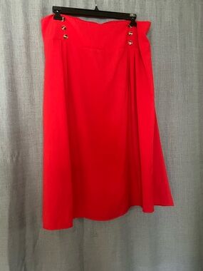 Red A-Line Women's Skirt with Button Detail
